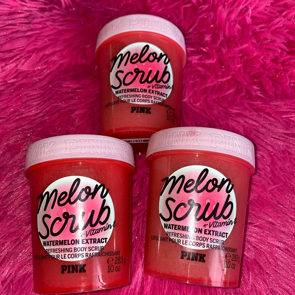 Victoria's Secret Pink Melon Scrub Watermelon Extract + Vitamin E 10oz 3x‎